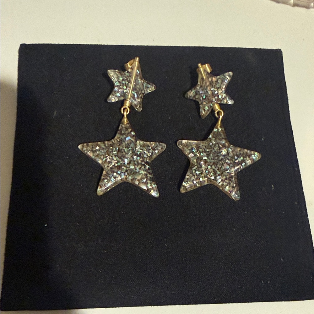 Madewell Glitter Star Earrings - Silver and Gold